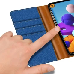 Samsung Galaxy A21s - Jeanslook Klapphülle mit Kartenfach
