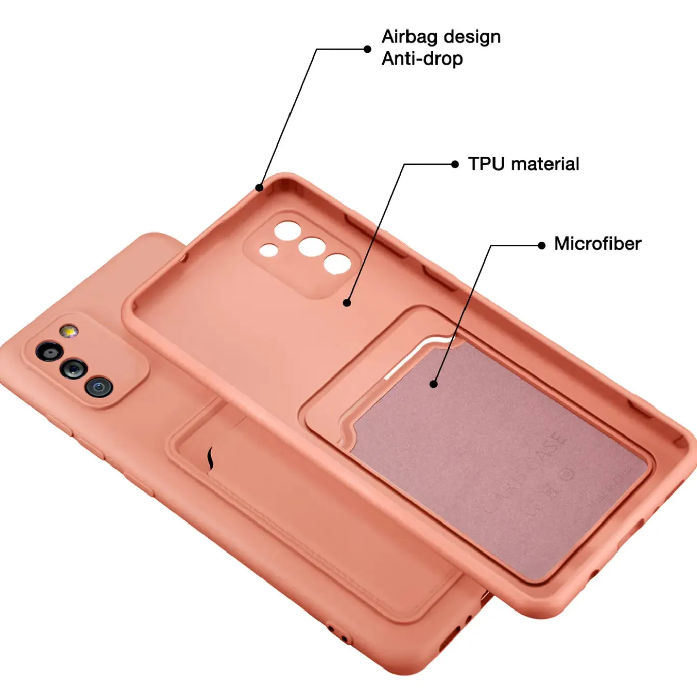 Samsung Galaxy A02S - Silikonhülle mit Kartenfach & Kameraschutz