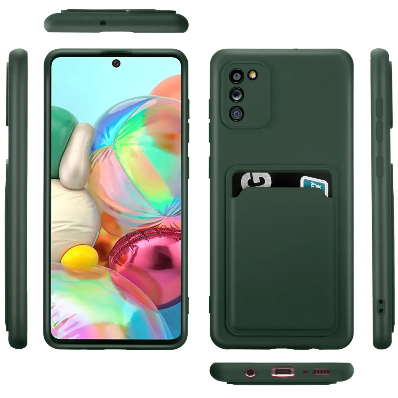 Samsung Galaxy A02S - Silikonhülle mit Kartenfach & Kameraschutz