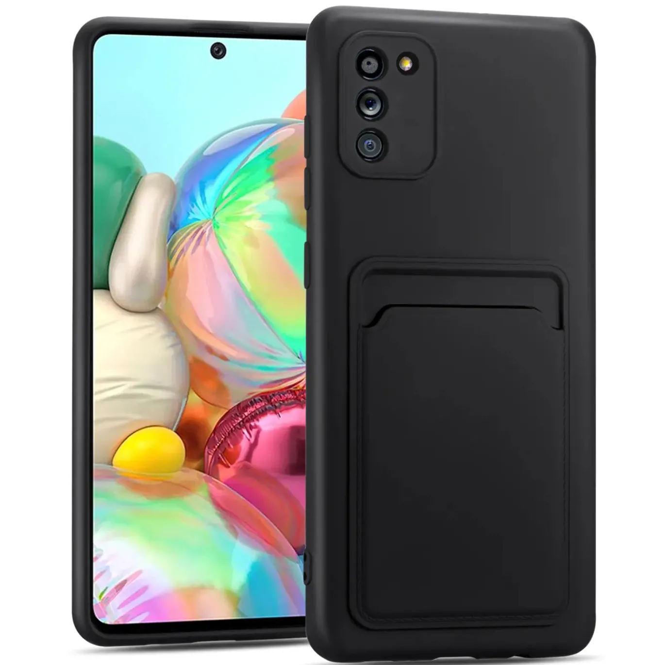 Samsung Galaxy A02S - Silikonhülle mit Kartenfach & Kameraschutz