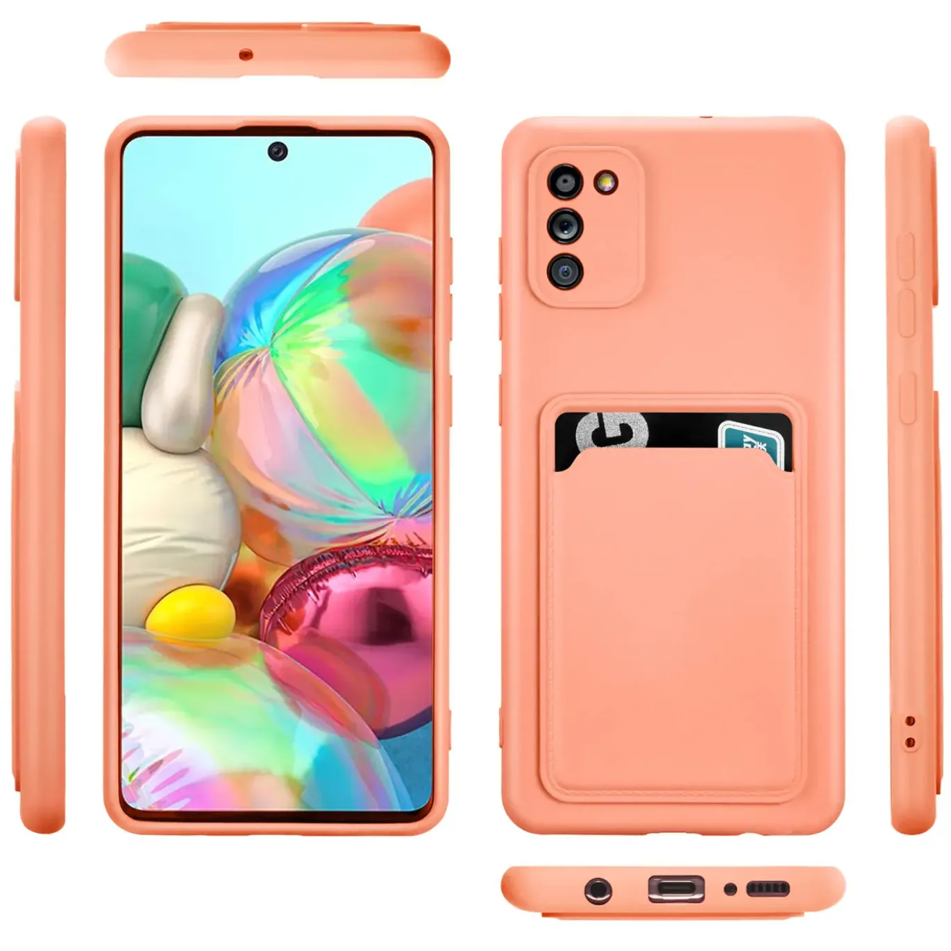 Samsung Galaxy A02S - Silikonhülle mit Kartenfach & Kameraschutz