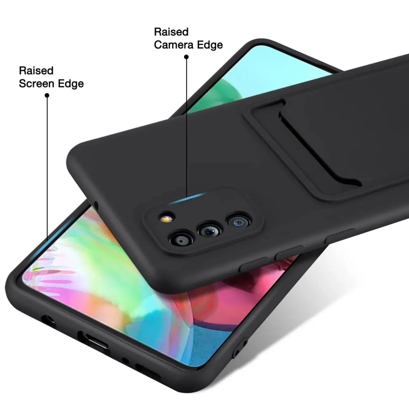 Samsung Galaxy A02S - Silikonhülle mit Kartenfach & Kameraschutz