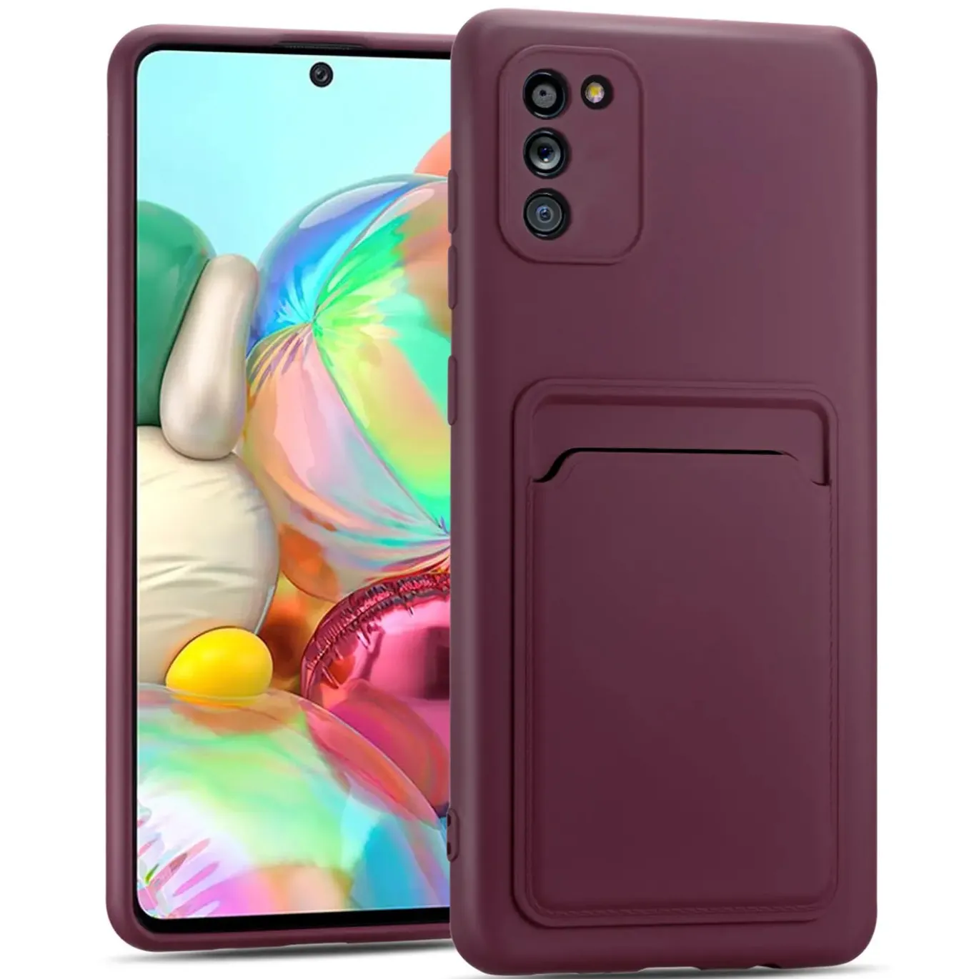 Samsung Galaxy A02S - Silikonhülle mit Kartenfach & Kameraschutz