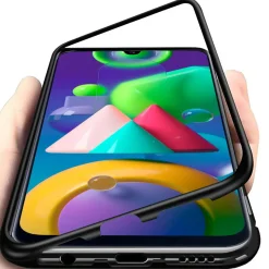 Samsung Galaxy M11 - Glas Hülle mit Metallrahmen