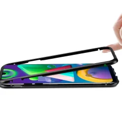 Samsung Galaxy M11 - Glas Hülle mit Metallrahmen