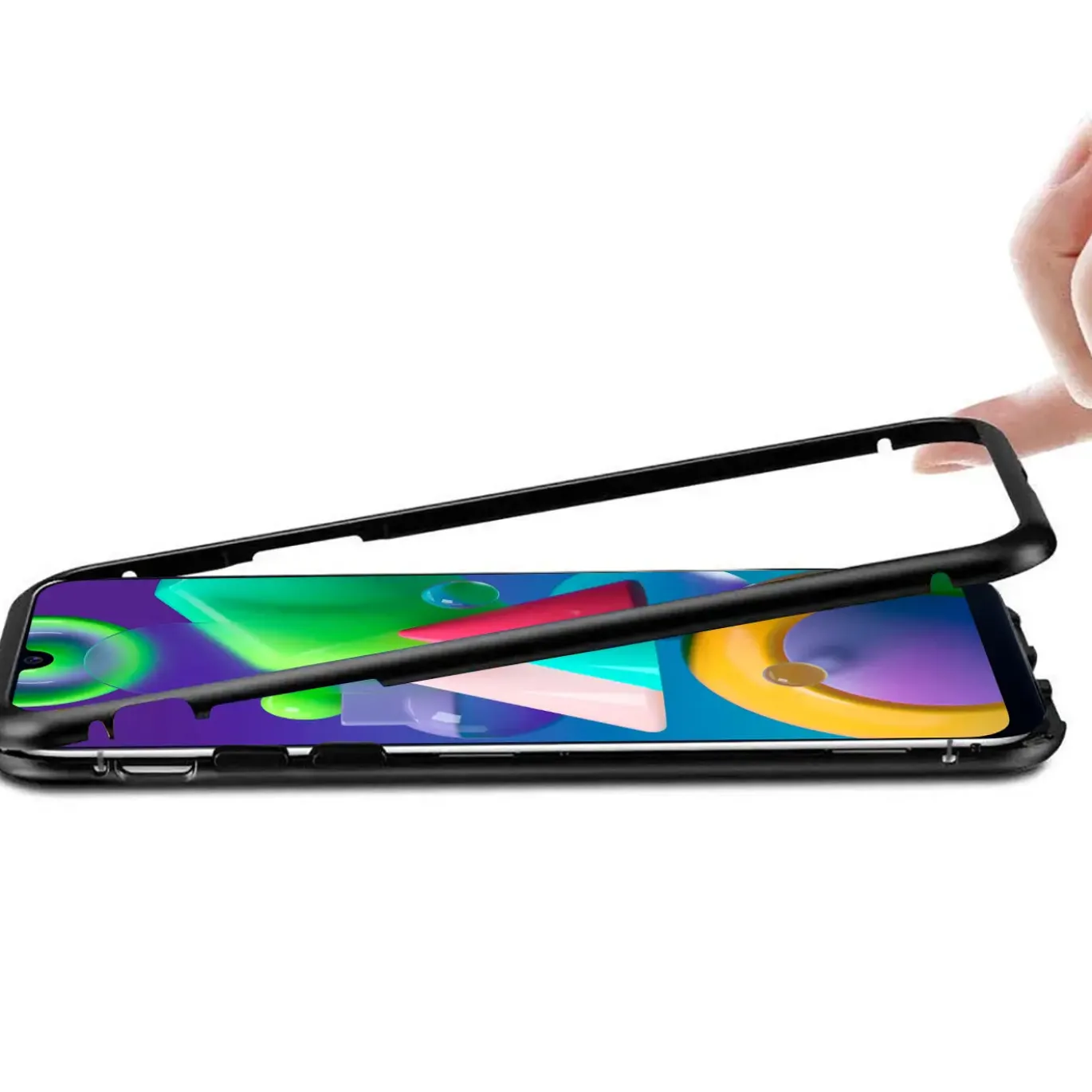 Samsung Galaxy M31 - Glas Hülle mit Metallrahmen