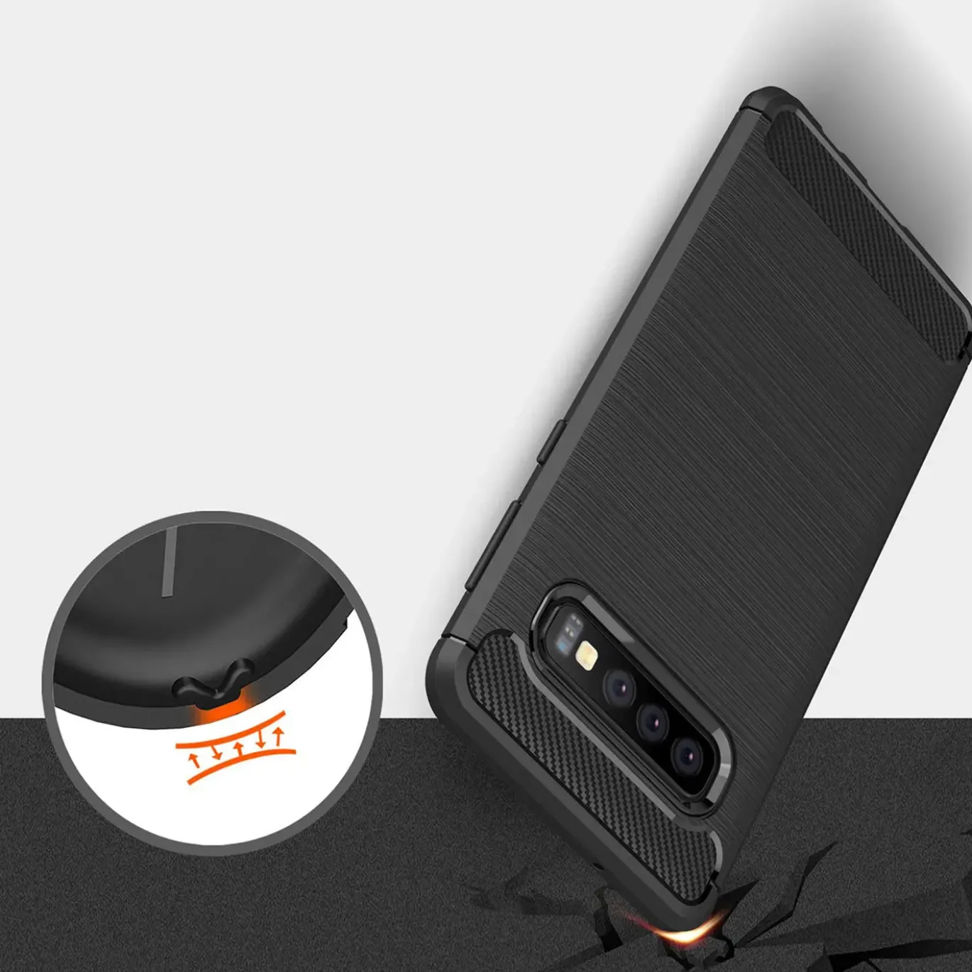 Samsung Galaxy S10 - Carbon Case Hülle, stoßfest