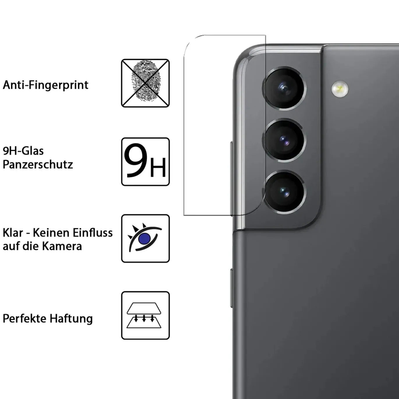 Samsung Galaxy S21 - 9H Displayschutzfolie 2x Display & Kamera