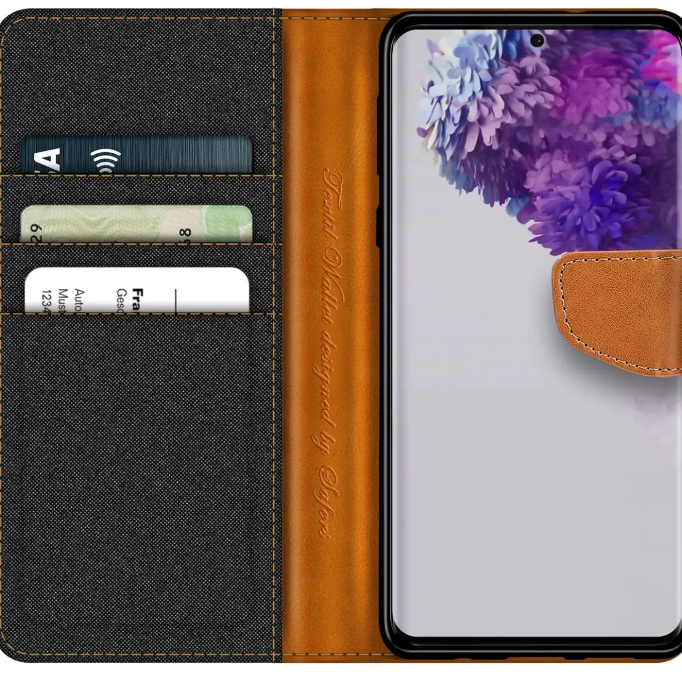 Samsung Galaxy S20 - Jeanslook Klapphülle mit Kartenfach