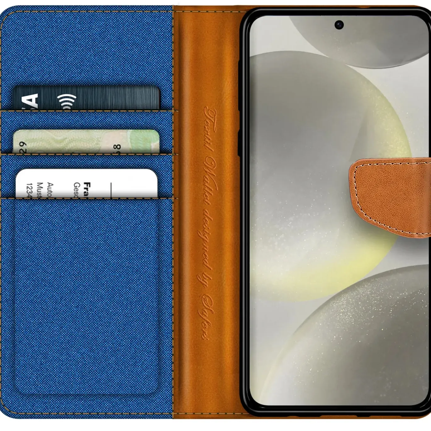 Samsung Galaxy S24 - Jeanslook Klapphülle mit Kartenfach