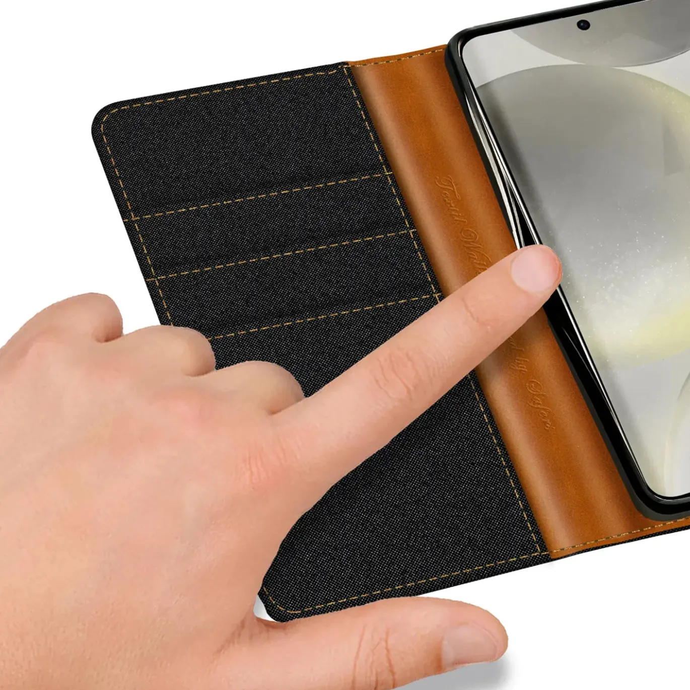 Samsung Galaxy S24 - Jeanslook Klapphülle mit Kartenfach