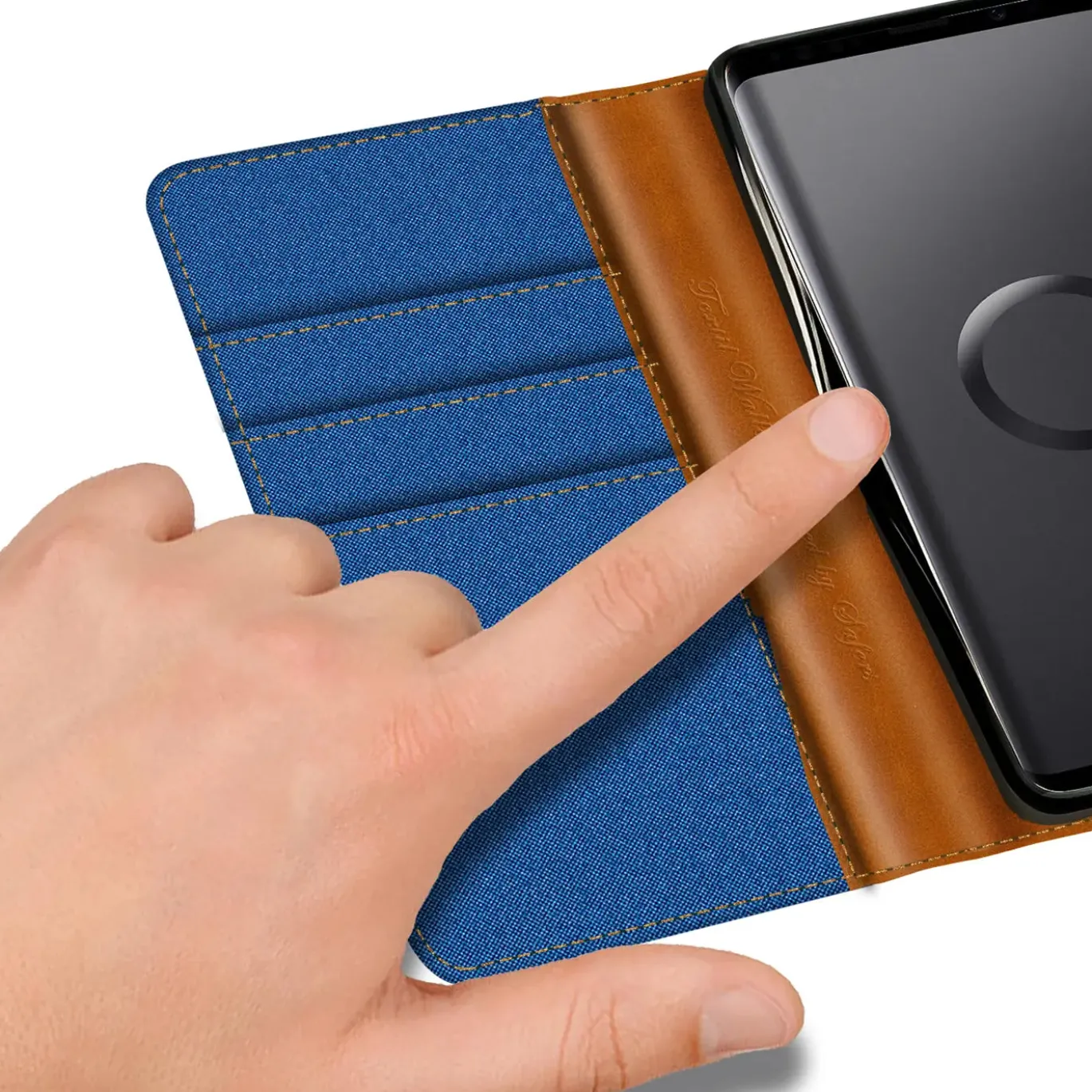 Samsung Galaxy S9 - Jeanslook Klapphülle mit Kartenfach