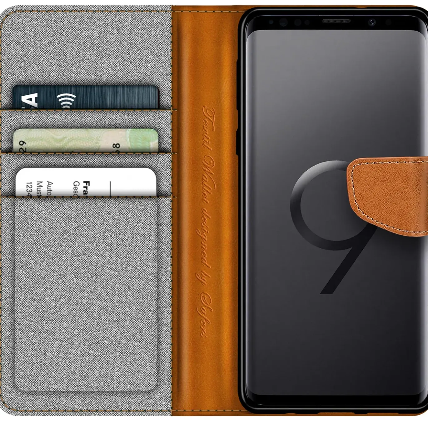 Samsung Galaxy S9 - Jeanslook Klapphülle mit Kartenfach
