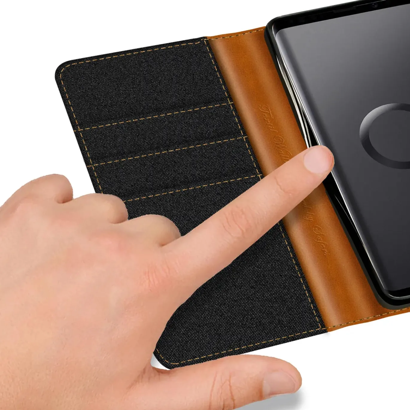 Samsung Galaxy S9 - Jeanslook Klapphülle mit Kartenfach