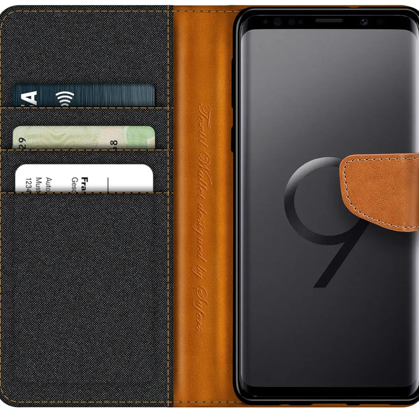 Samsung Galaxy S9 - Jeanslook Klapphülle mit Kartenfach