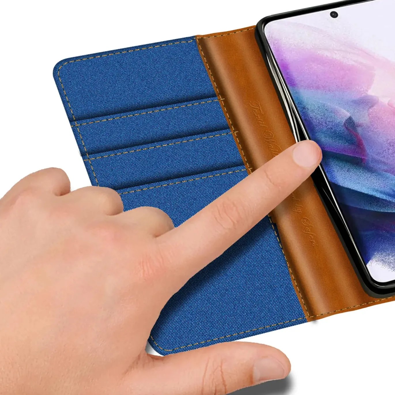 Samsung Galaxy S22 - Jeanslook Klapphülle mit Kartenfach