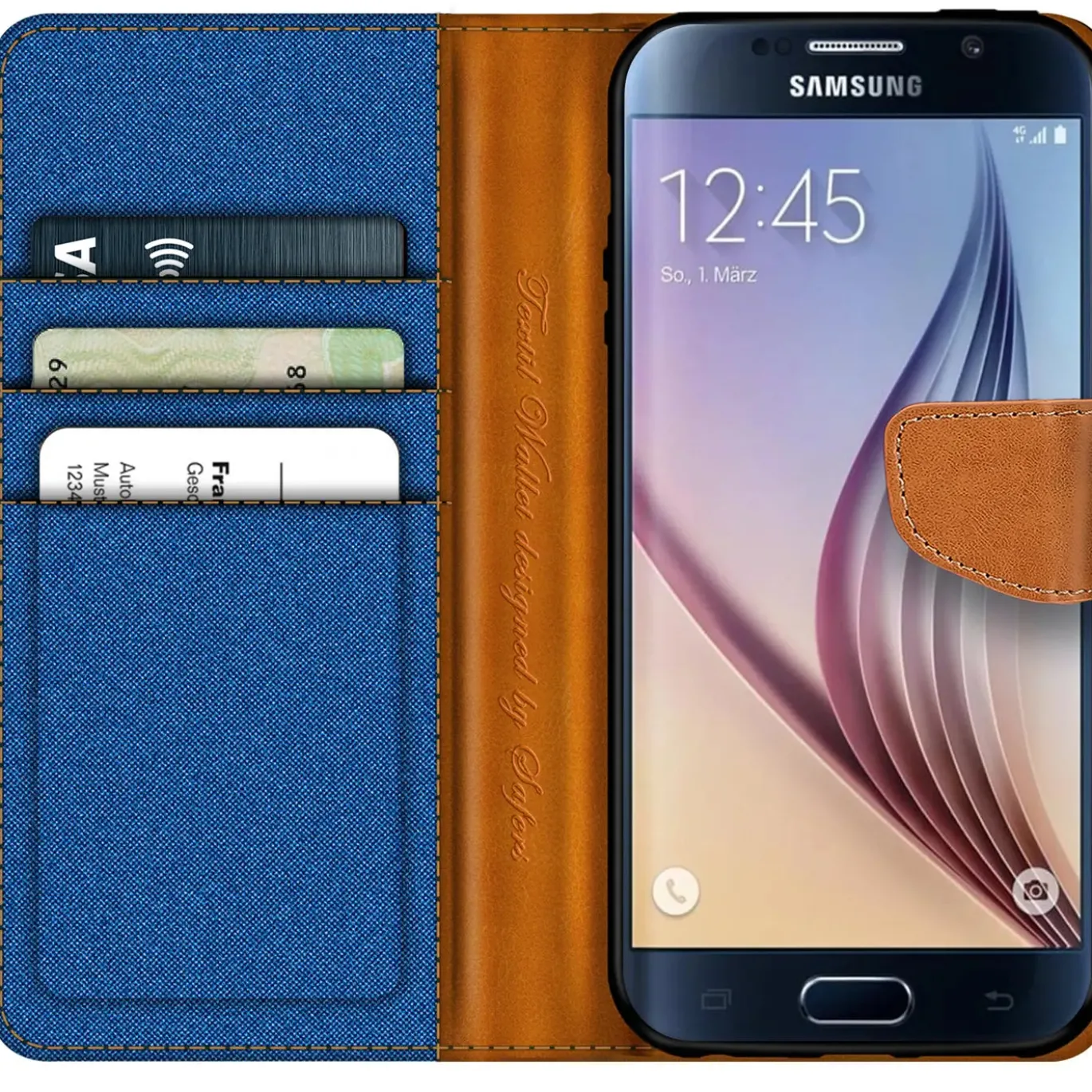 Samsung Galaxy S6 - Jeanslook Klapphülle mit Kartenfach