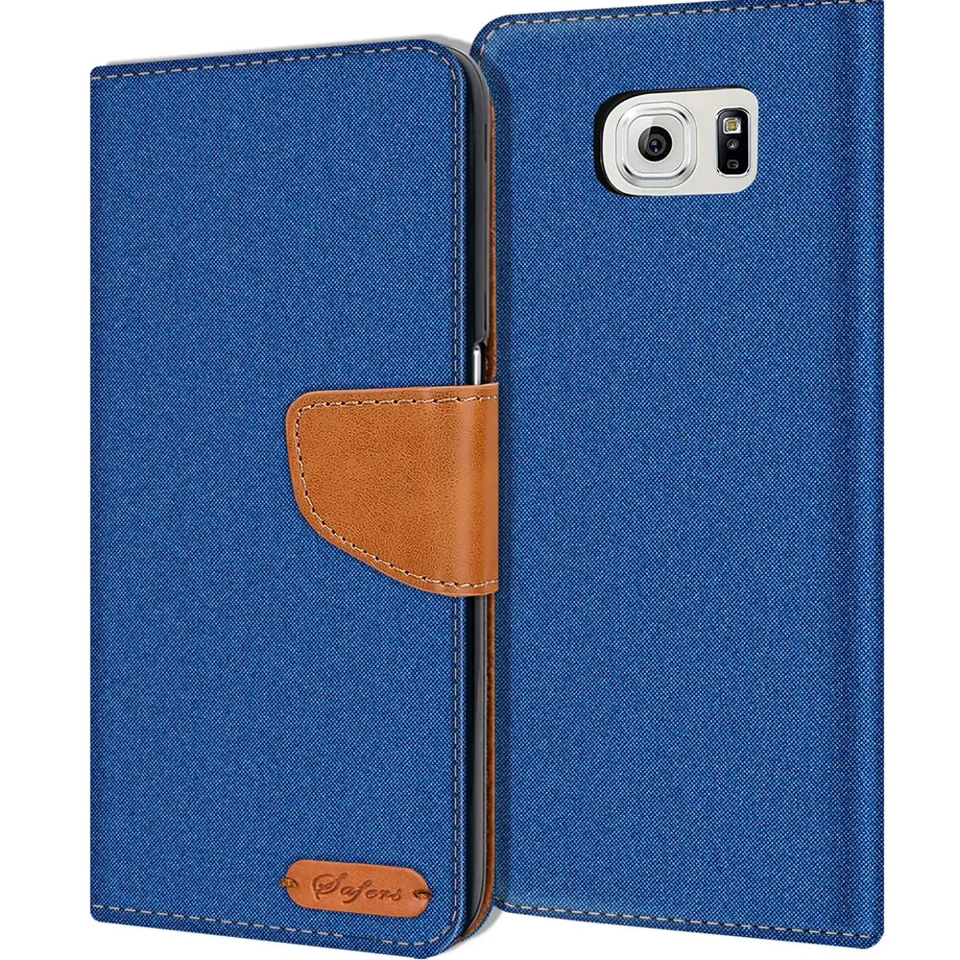 Samsung Galaxy S6 - Jeanslook Klapphülle mit Kartenfach