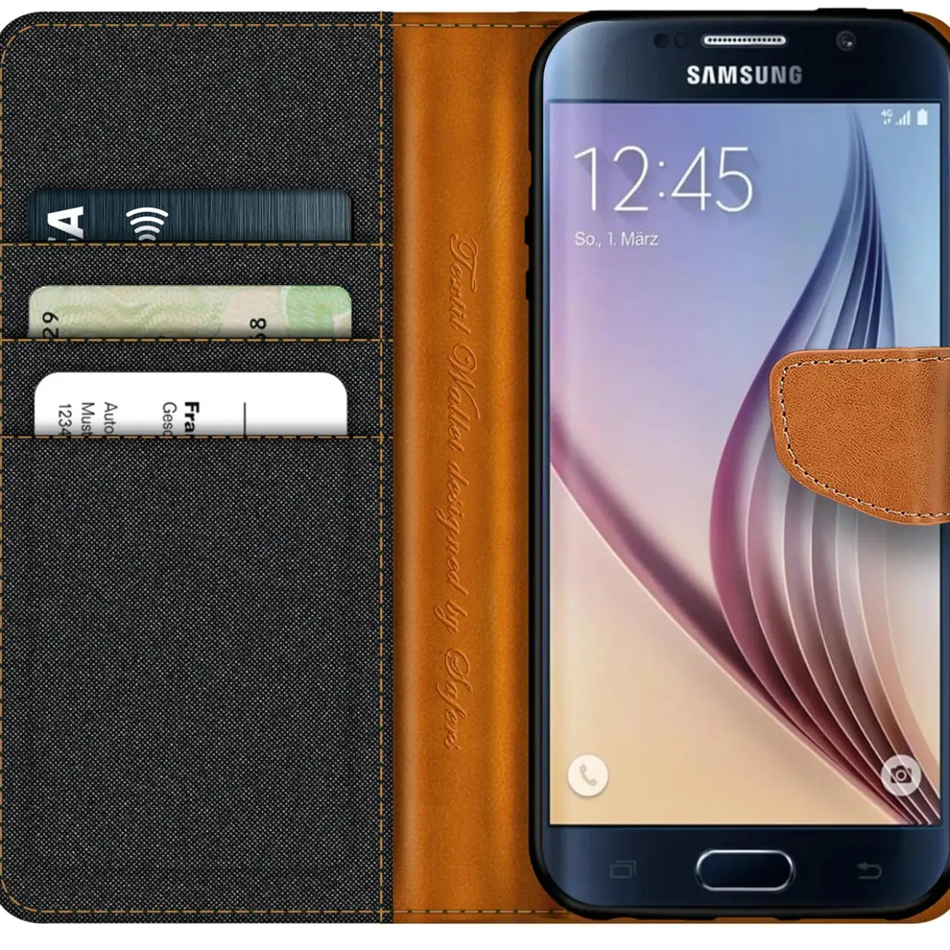 Samsung Galaxy S6 - Jeanslook Klapphülle mit Kartenfach