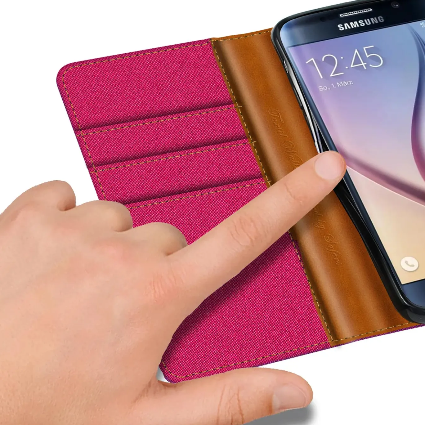 Samsung Galaxy S6 - Jeanslook Klapphülle mit Kartenfach