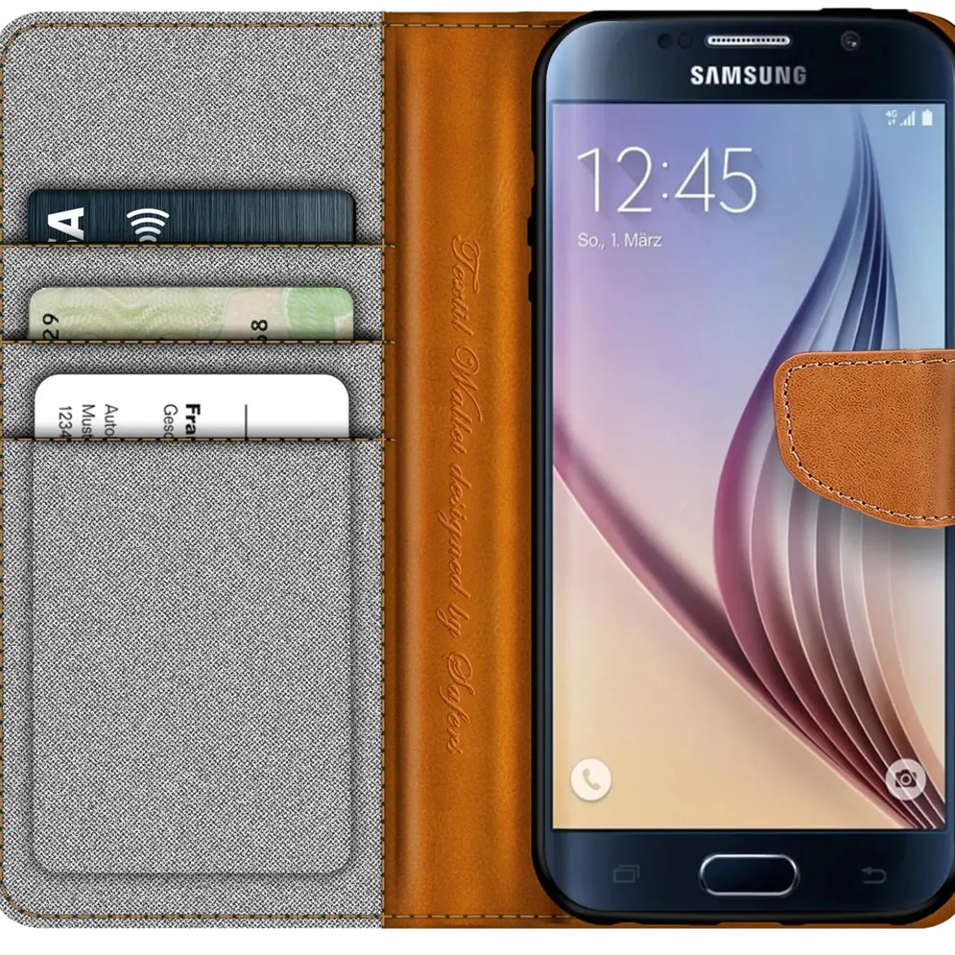 Samsung Galaxy S6 - Jeanslook Klapphülle mit Kartenfach