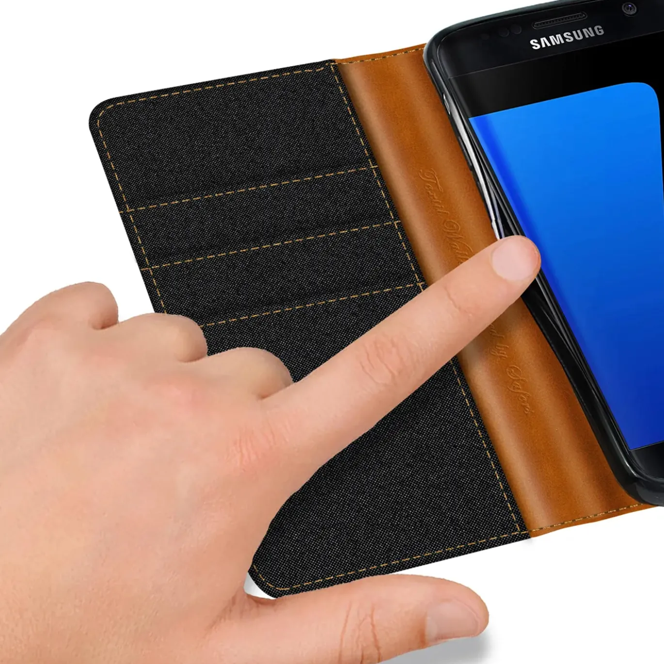 Samsung Galaxy S7 - Jeanslook Klapphülle mit Kartenfach