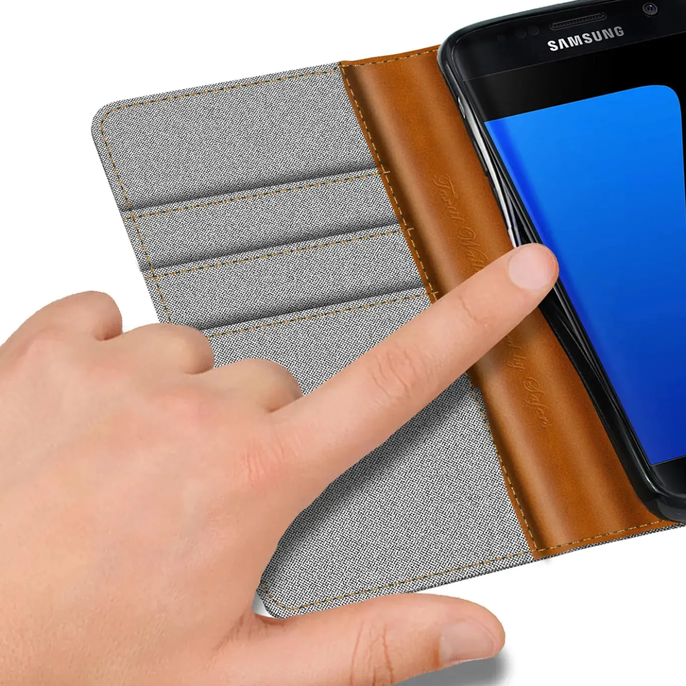 Samsung Galaxy S7 - Jeanslook Klapphülle mit Kartenfach