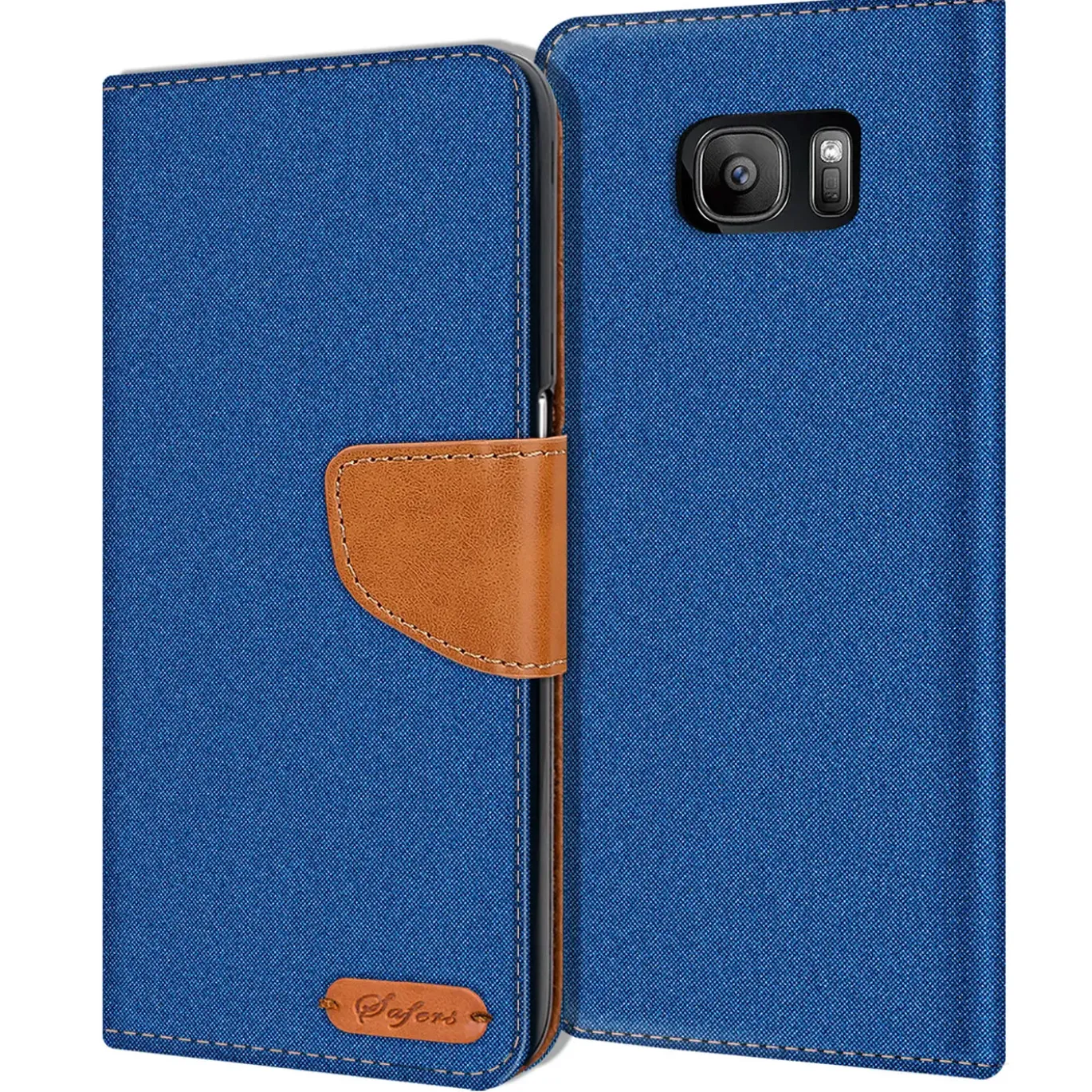 Samsung Galaxy S7 - Jeanslook Klapphülle mit Kartenfach