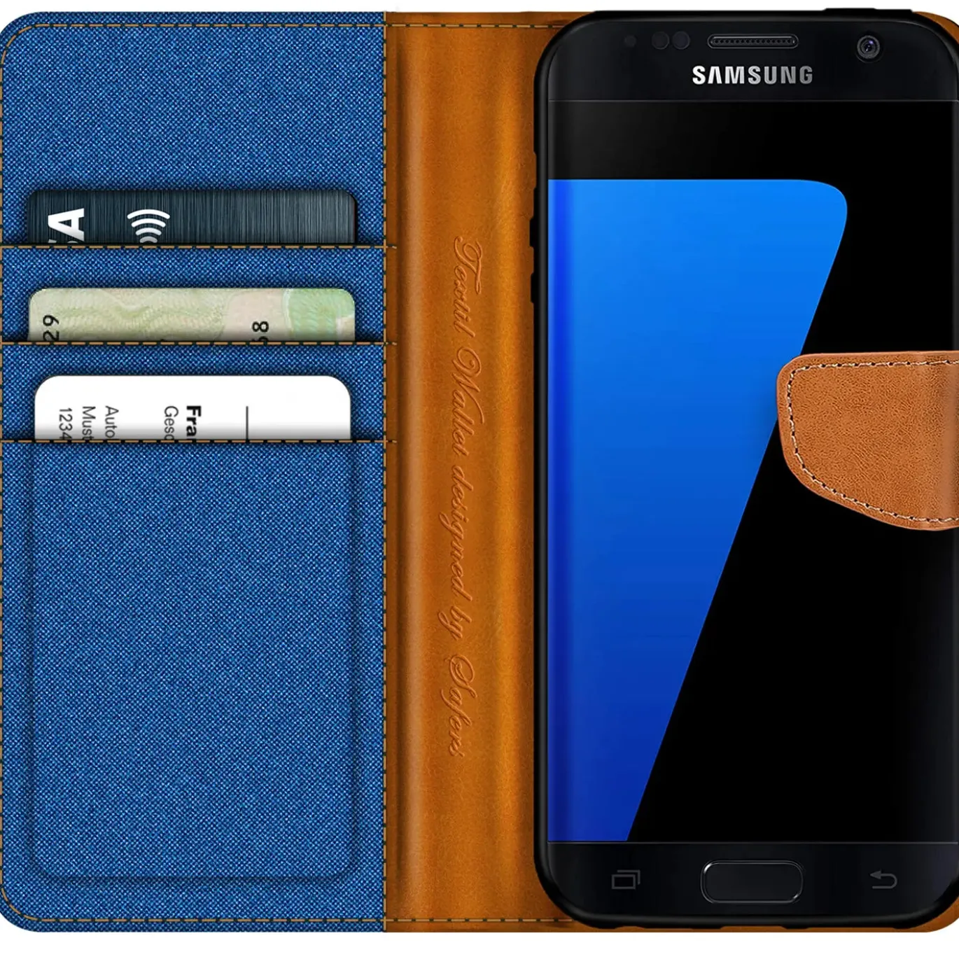 Samsung Galaxy S7 - Jeanslook Klapphülle mit Kartenfach