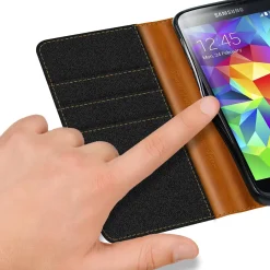 Samsung Galaxy S5 / S5 Neo - Jeanslook Klapphülle mit Kartenfach
