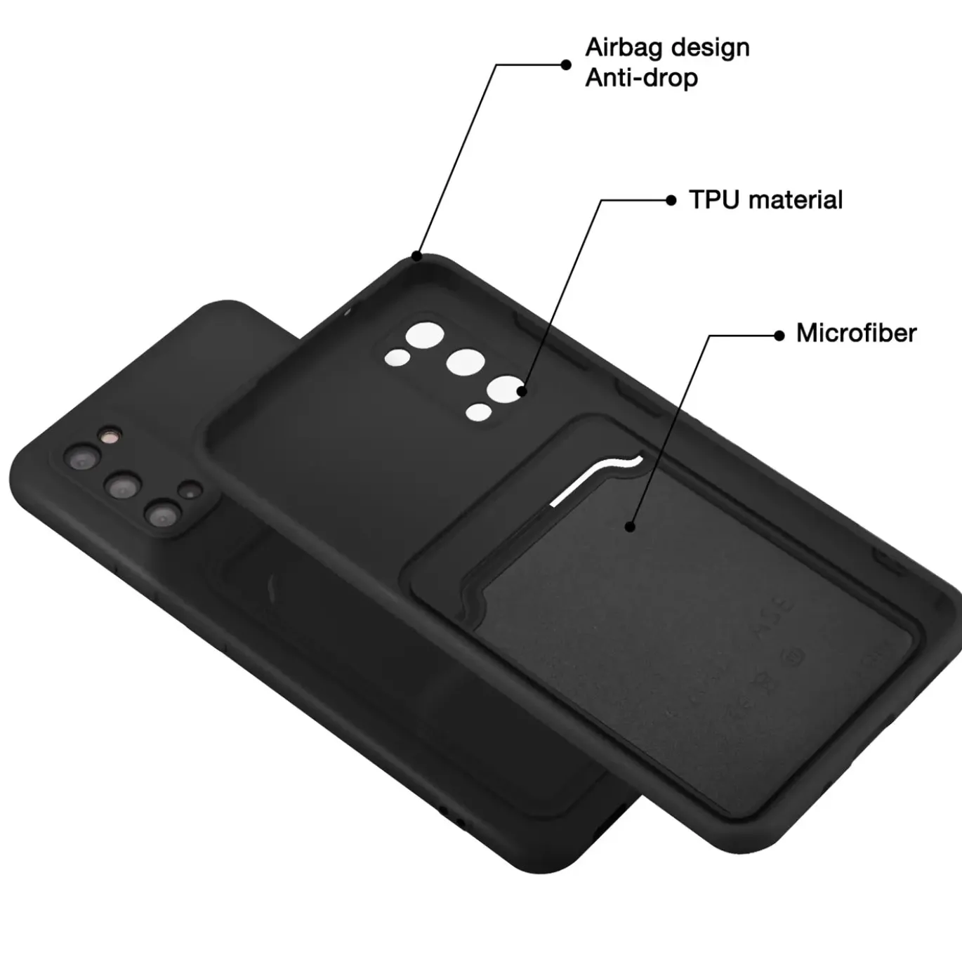 Samsung Galaxy S20 - Silikonhülle mit Kartenfach & Kameraschutz