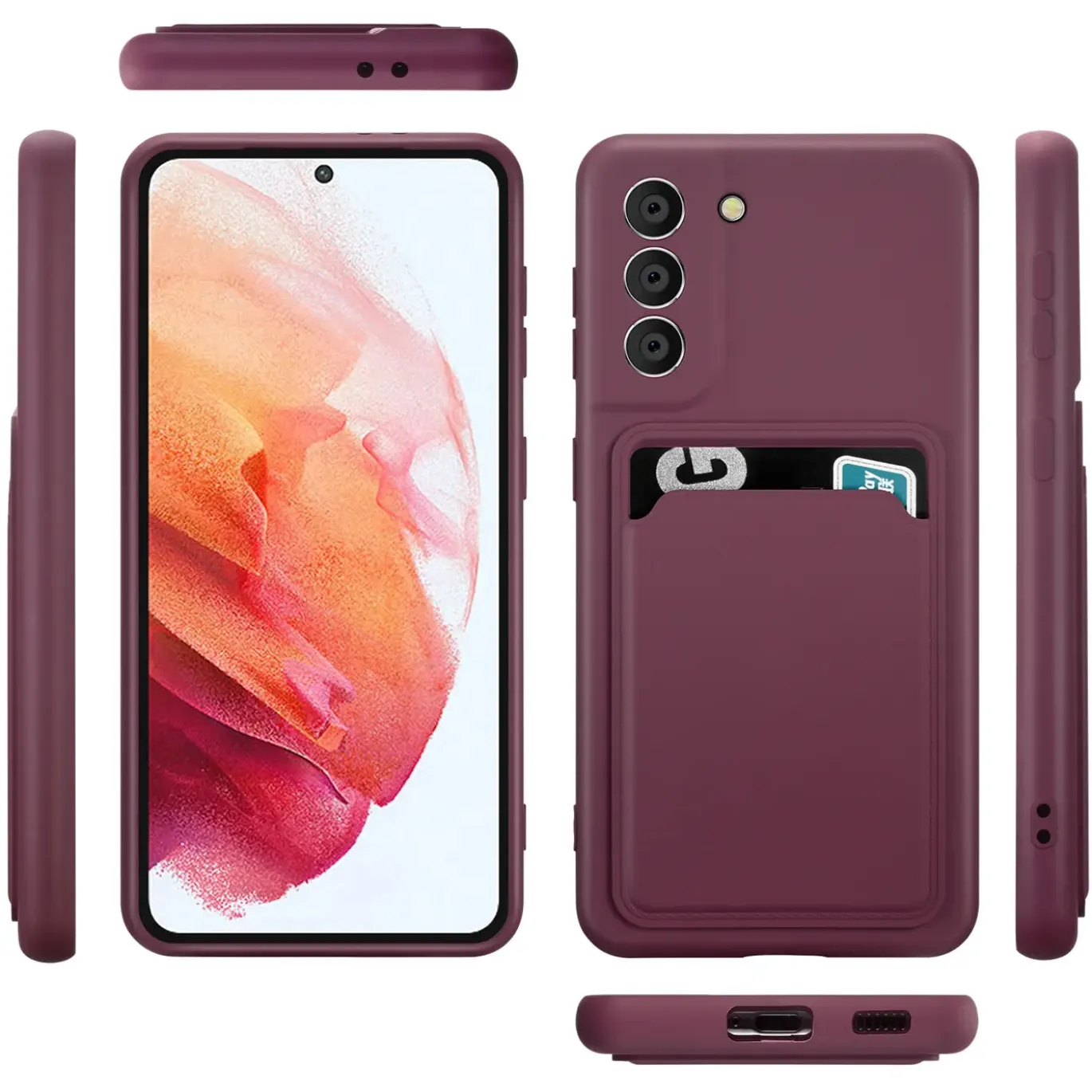 Samsung Galaxy S21 - Silikonhülle mit Kartenfach & Kameraschutz