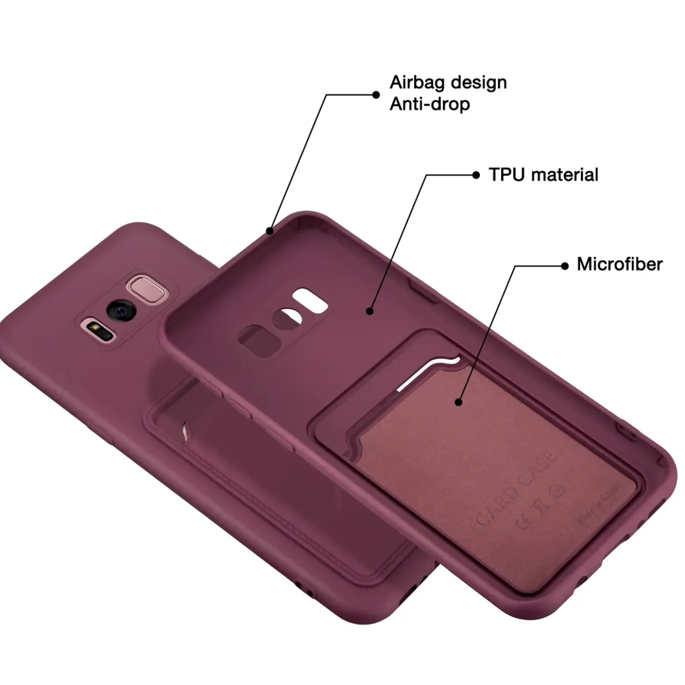 Samsung Galaxy S8 - Silikonhülle mit Kartenfach & Kameraschutz