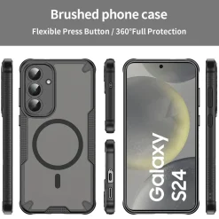 Samsung Galaxy S24 - Stoßfestes MagSafe Case in Schwarz mit halbtransparenter Rückseite