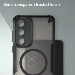 Samsung Galaxy S23 - Stoßfestes MagSafe Case in Schwarz mit halbtransparenter Rückseite