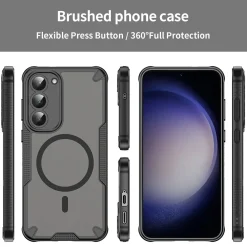 Samsung Galaxy S23 - Stoßfestes MagSafe Case in Schwarz mit halbtransparenter Rückseite