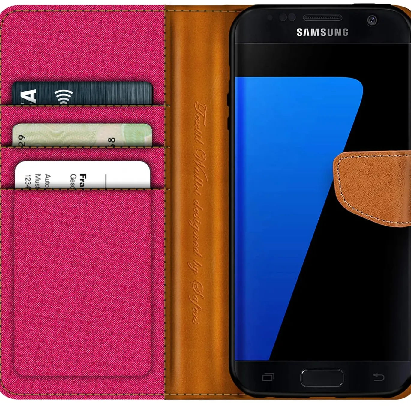 Samsung Galaxy S7 Edge - Jeanslook Klapphülle mit Kartenfach