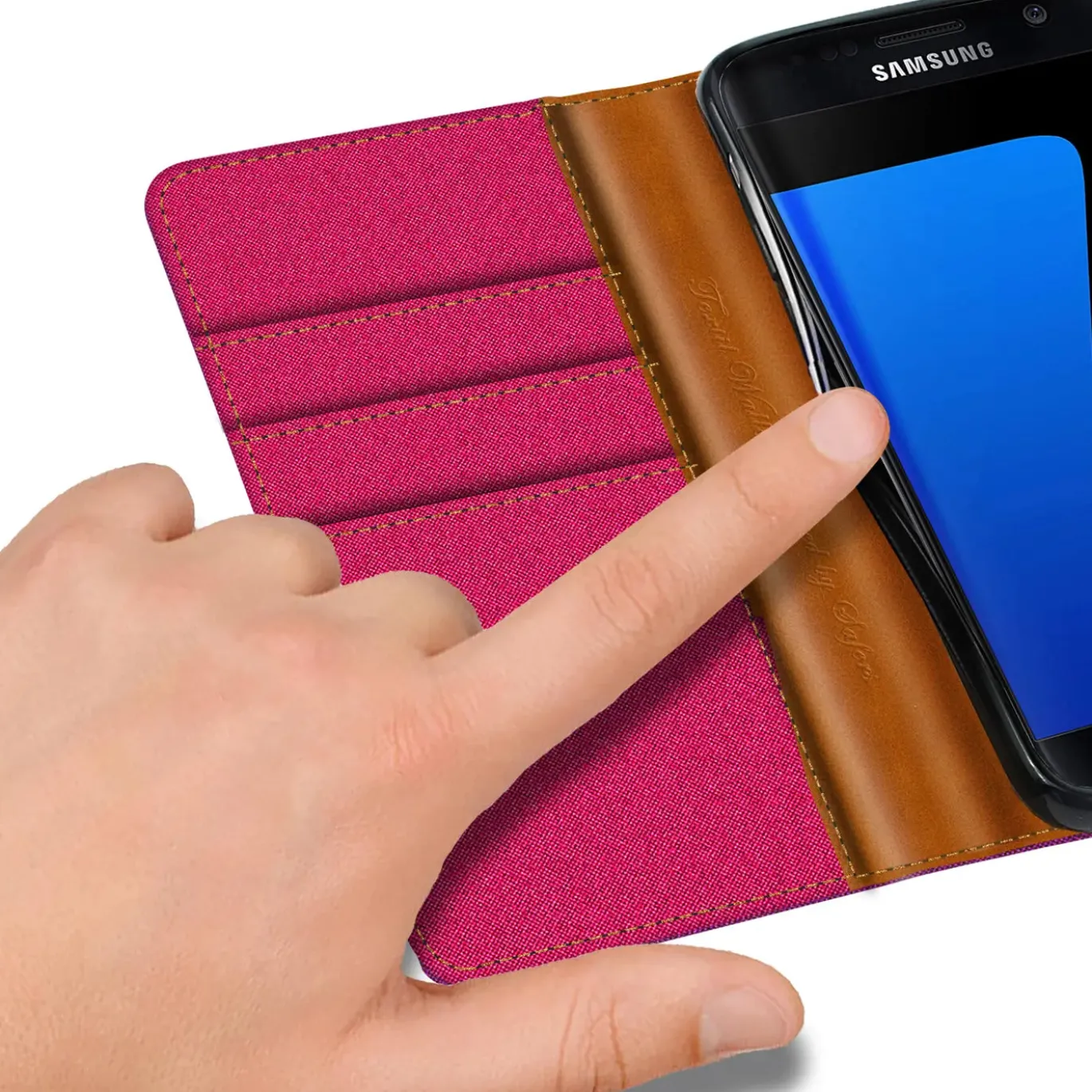Samsung Galaxy S7 Edge - Jeanslook Klapphülle mit Kartenfach