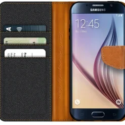 Samsung Galaxy S6 Edge - Jeanslook Klapphülle mit Kartenfach