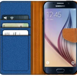 Samsung Galaxy S6 Edge - Jeanslook Klapphülle mit Kartenfach