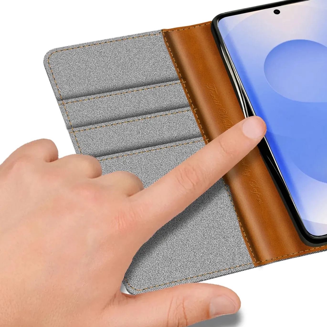 Samsung Galaxy S25 Edge - Jeanslook Klapphülle mit Kartenfach