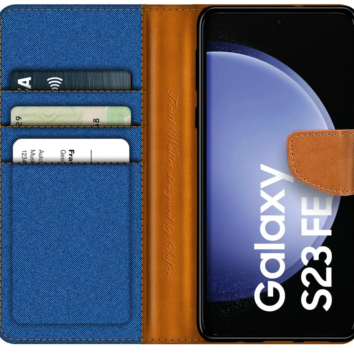 Samsung Galaxy S23 FE - Jeanslook Klapphülle mit Kartenfach