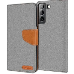 Samsung Galaxy S21 FE - Jeanslook Klapphülle mit Kartenfach