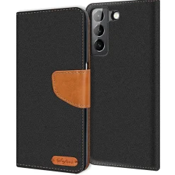 Samsung Galaxy S21 FE - Jeanslook Klapphülle mit Kartenfach