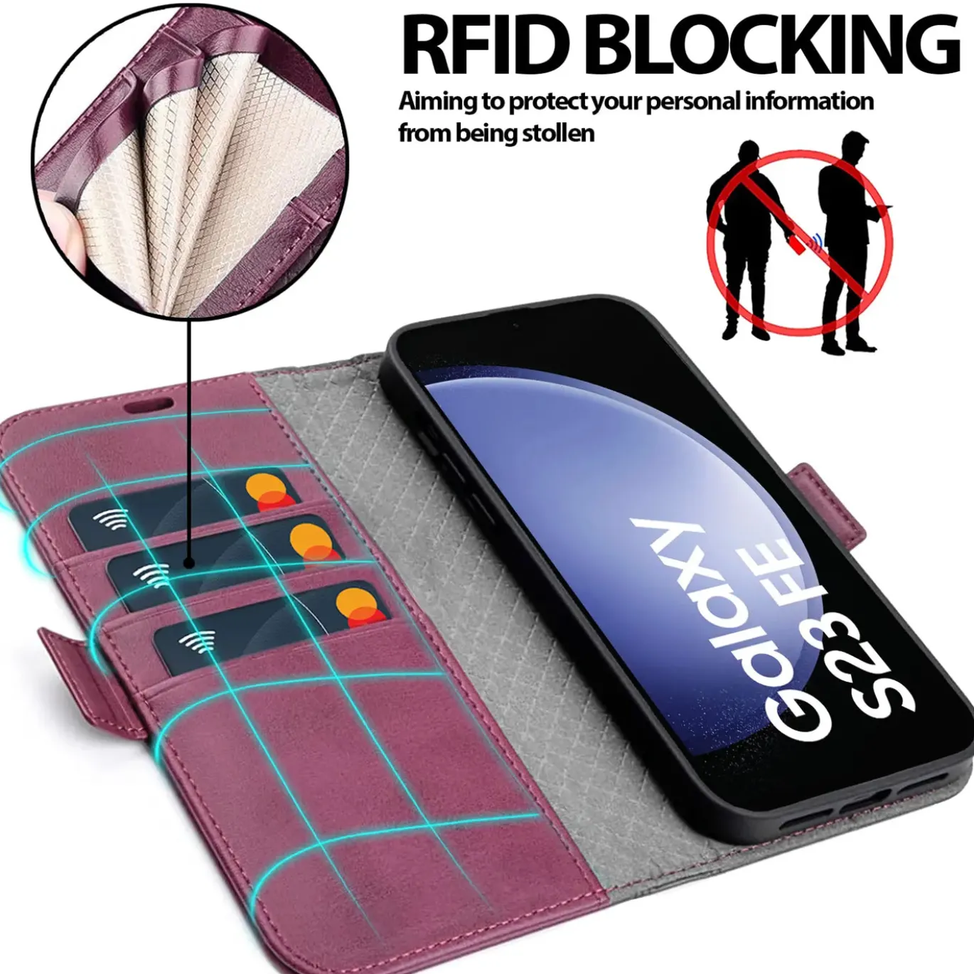Samsung Galaxy S23 FE - Robuste Klapphülle mit RFID Block