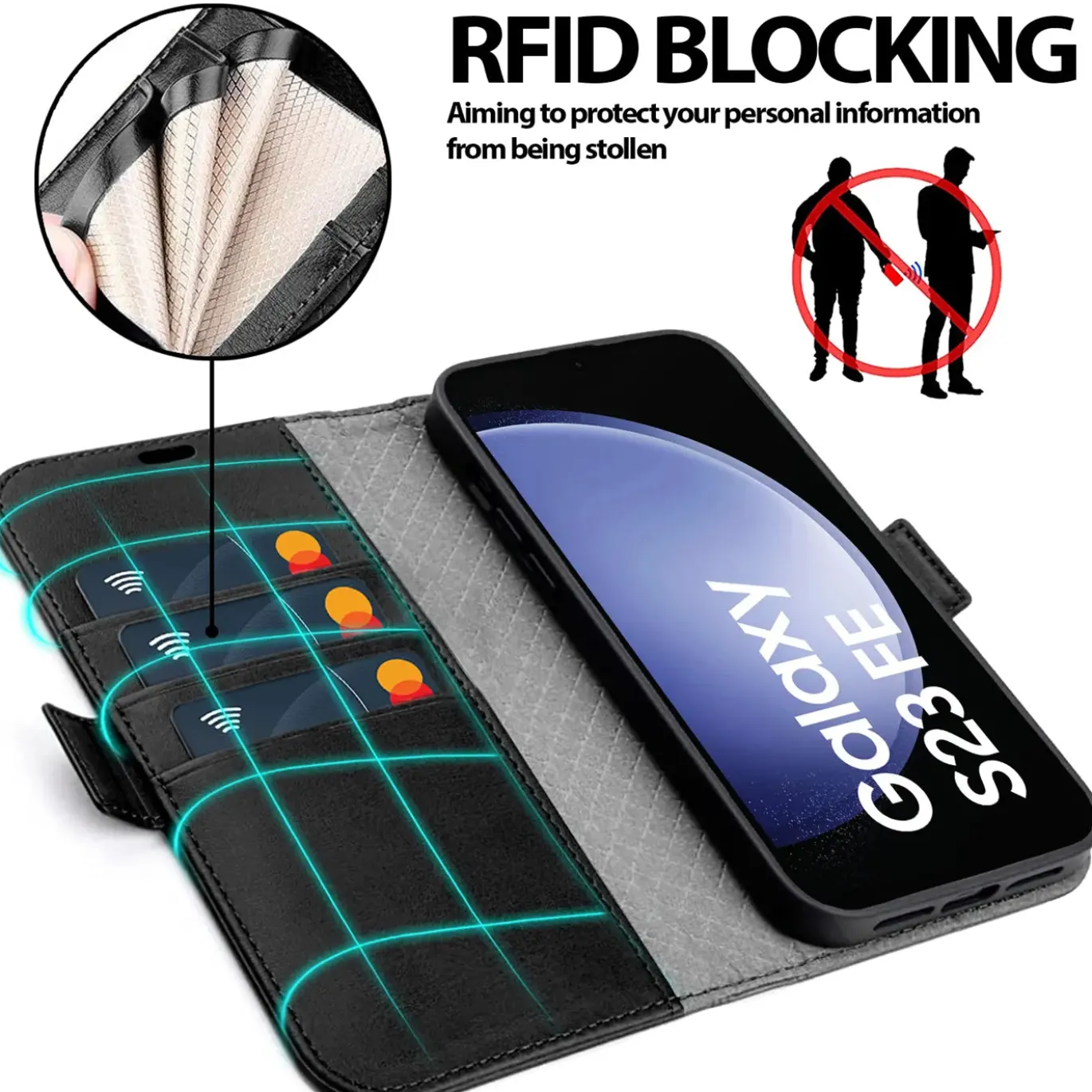 Samsung Galaxy S23 FE - Robuste Klapphülle mit RFID Block