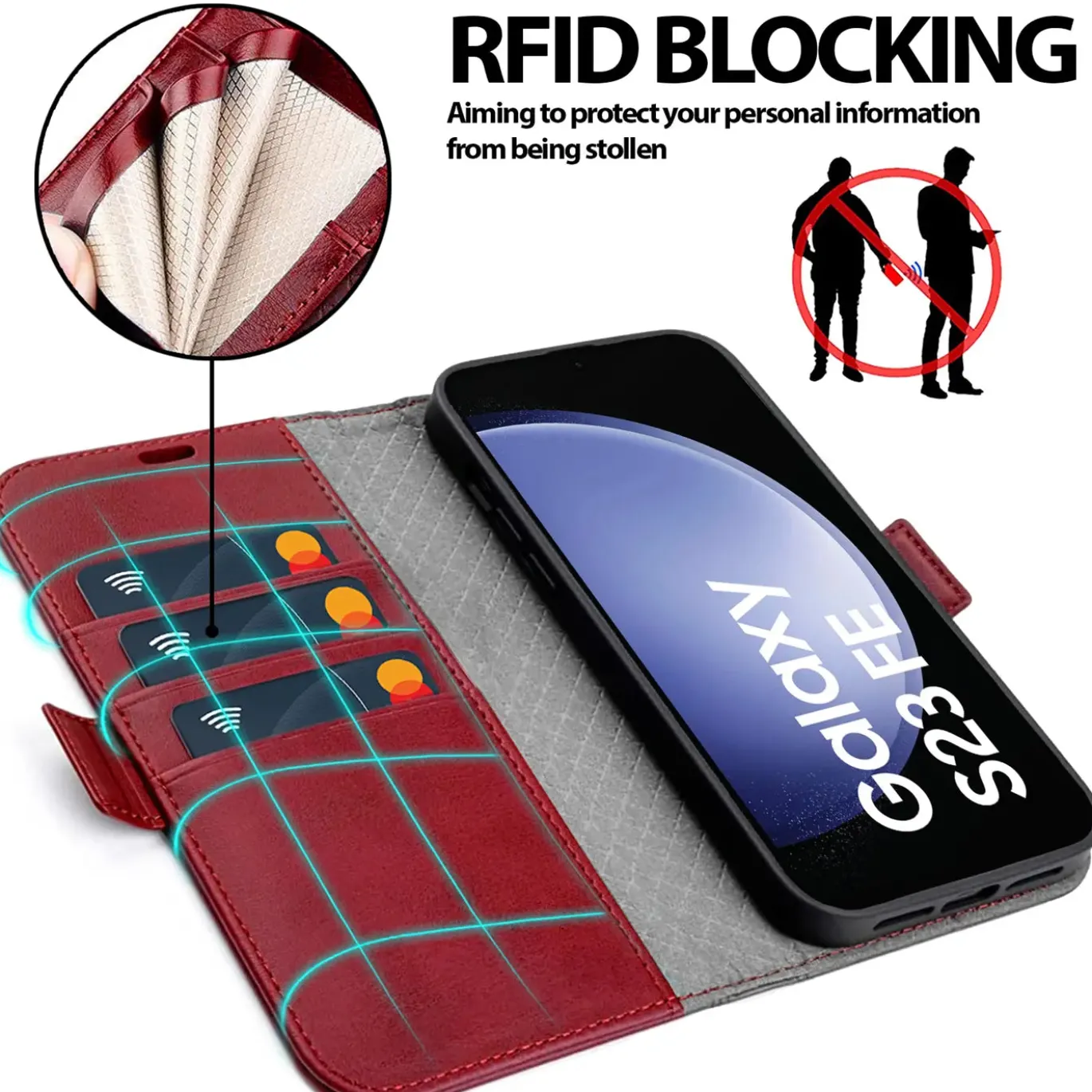 Samsung Galaxy S23 FE - Robuste Klapphülle mit RFID Block