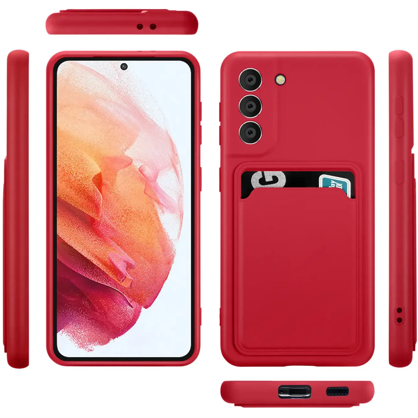 Samsung Galaxy S21 FE - Silikonhülle mit Kartenfach & Kameraschutz