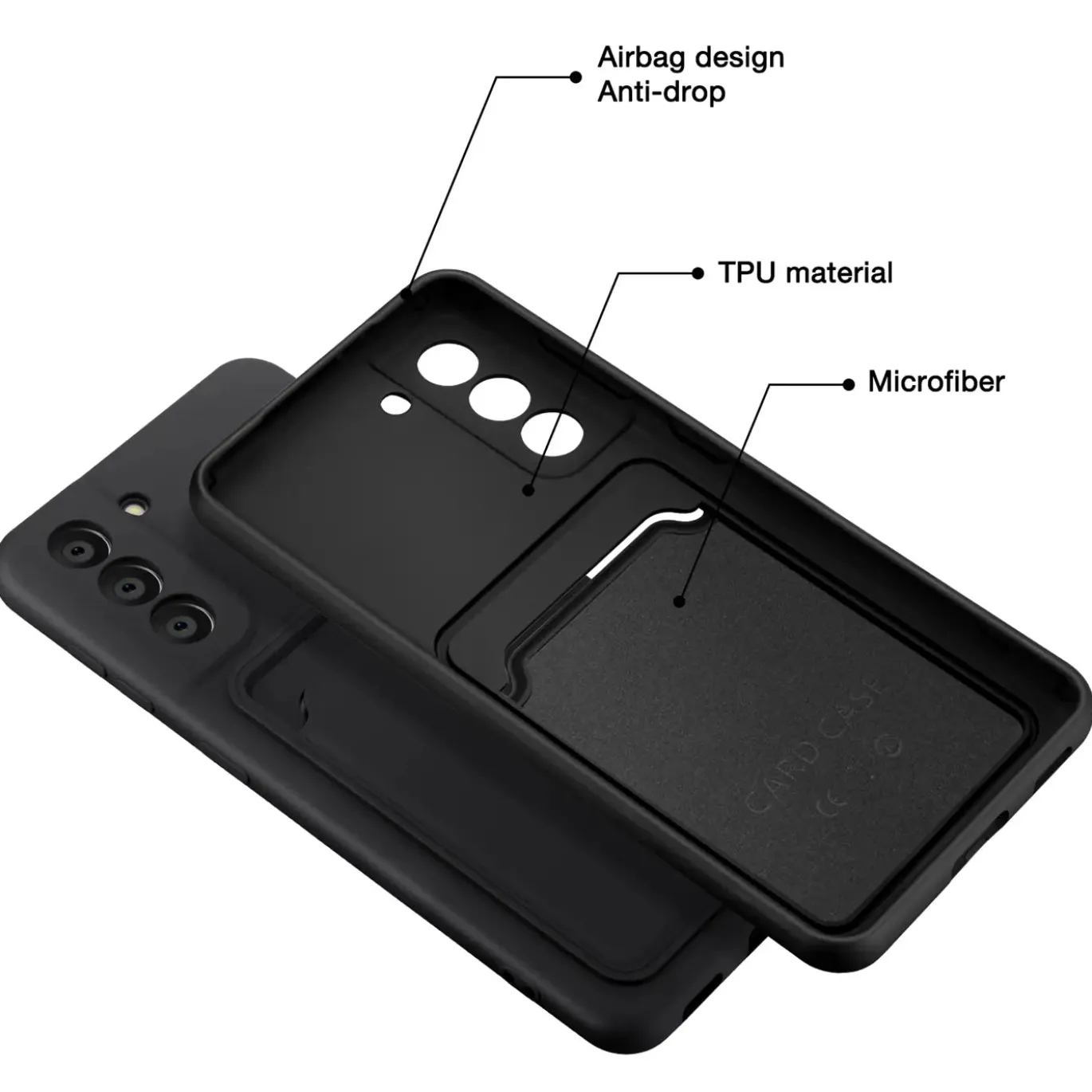 Samsung Galaxy S21 FE - Silikonhülle mit Kartenfach & Kameraschutz