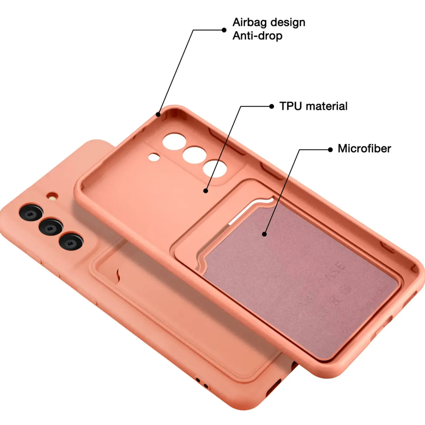 Samsung Galaxy S21 FE - Silikonhülle mit Kartenfach & Kameraschutz